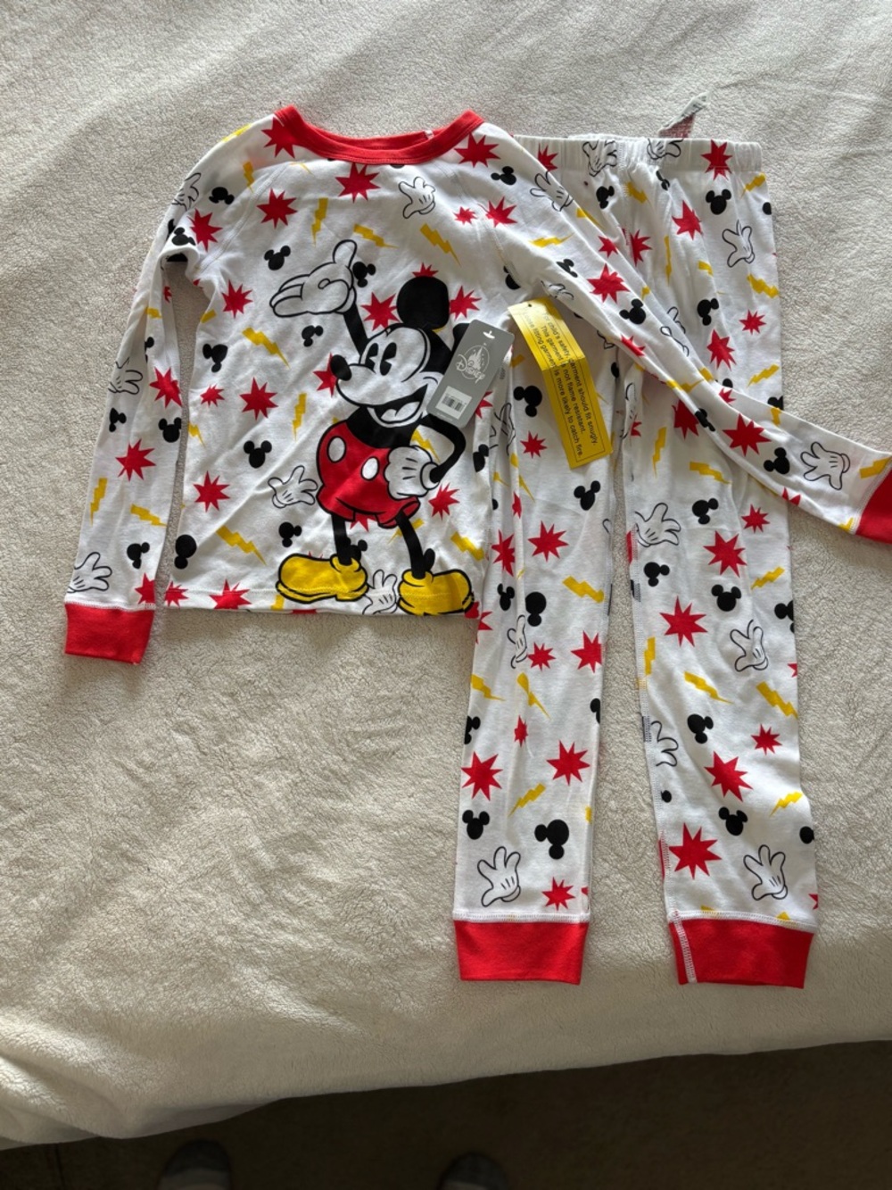Disney White, Red & Yellow Mickey Mouse Pajama Set